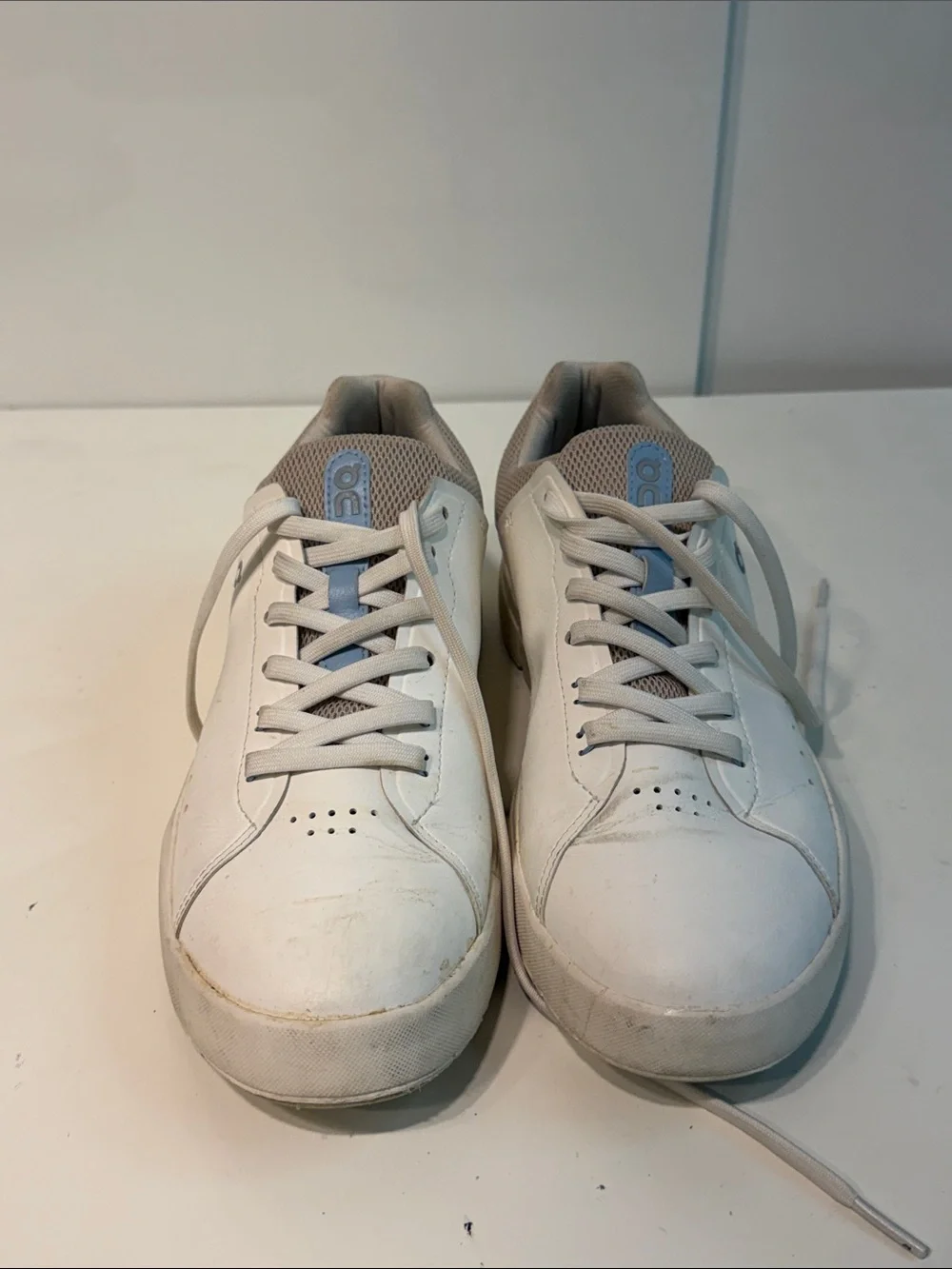 Used On Running White and Light Gray Low-Top Sneakers women’s 9.5 oncloud